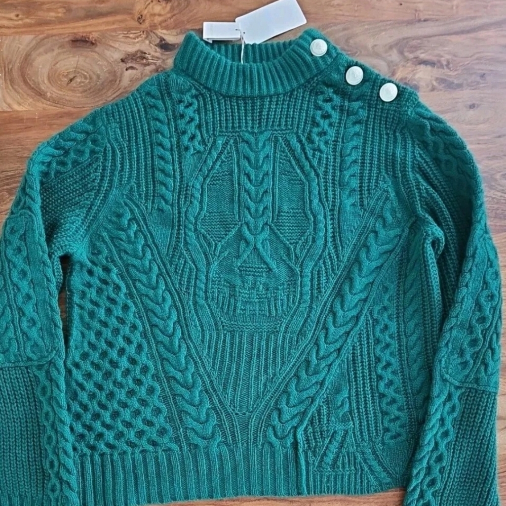 Zadig & Voltaire Kerry Sweater Cashmere Blend Pullover Logo Buttons Skull $648 M